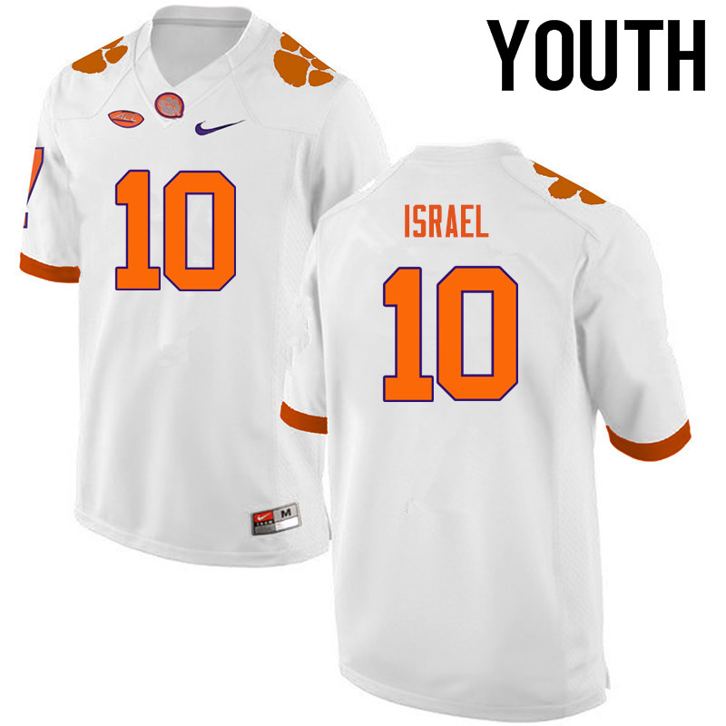 Youth Clemson Tigers #10 Tucker Israel College Football Jerseys-White - Click Image to Close